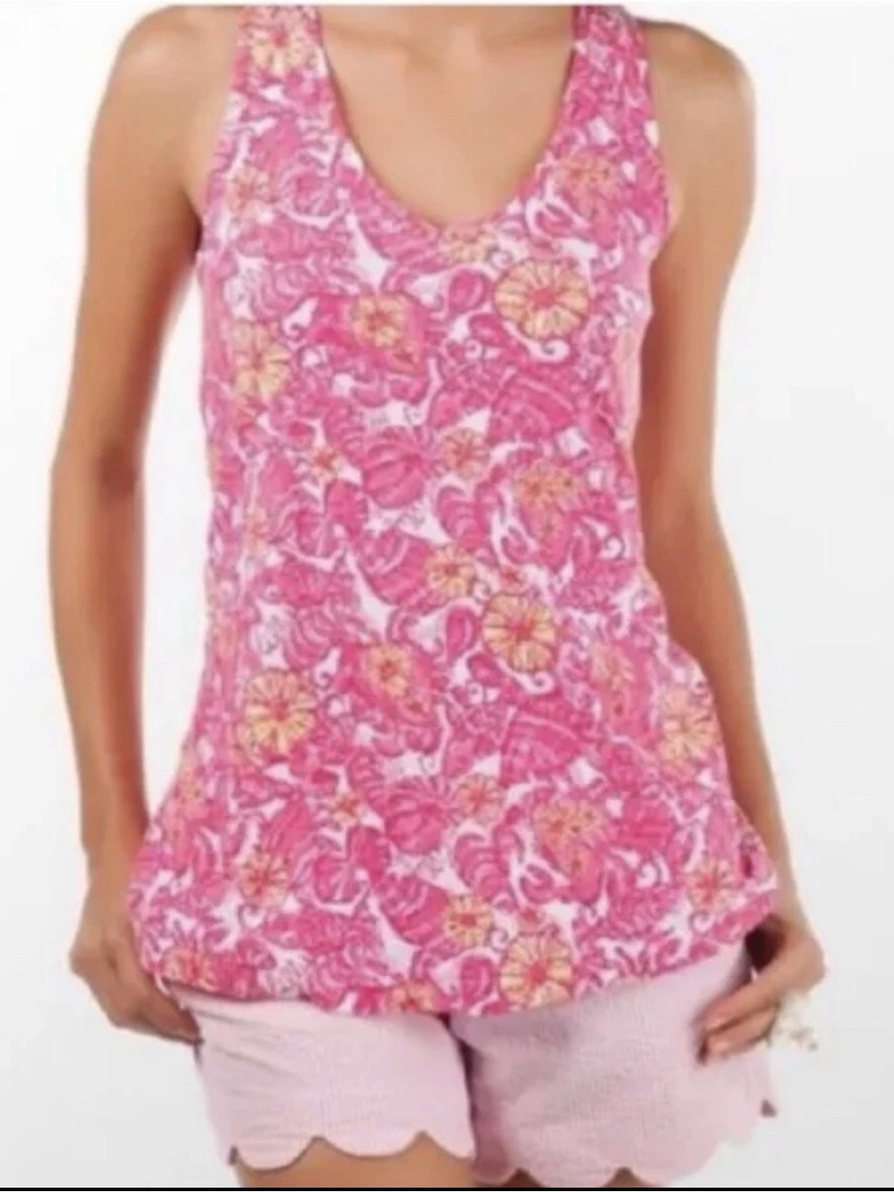 Lilly Pulitzer Gale Tank in Chum Bucket Pink Print size Small - Picture 9 of 9